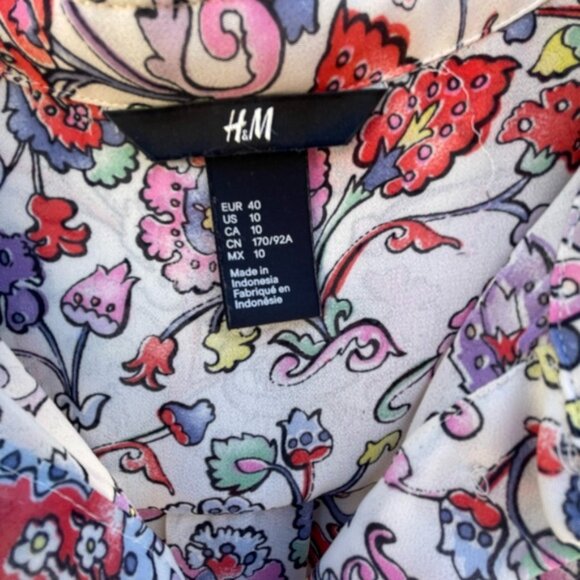 H&M Women’s Floral Print Semi Sheer Sleeveless Button-Down Top Size 10 - Picture 5 of 8